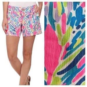 Lilly Pulitzer Pink Multi Colorful Palm Reader Print Callahan Shorts 00